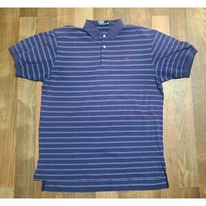 Polo By Ralph Lauren Mens Polo Shirt Size L Red Blue Striped Collared